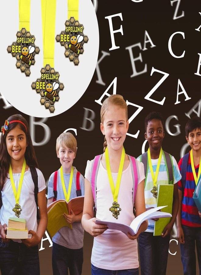 زنون مجموعة زونون من 12 ميدالية تهجئة، ميداليات تهجئة على شكل قرص العسل مع شريط للرقبة، مقاس 3.23 × 3.15 بوصة، كأس تهجئة مثالي لمسابقات العودة إلى المدرسة، لوازم الحفلات، هدايا للفائزين - Image 4